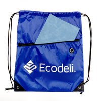 Sac à dos à cordon personnalisé avec logo, réutilisable pour le shopping, les voyages, avec poche zippée, sacs cadeaux, polyester 210D, sac de sport écologique