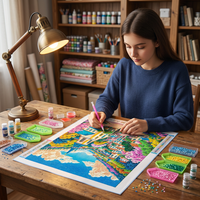 Peinture Diamant Carrée pour Débutants : Maison de Dessin Animé, Fleurs, Paysages, Décoration Intérieure
