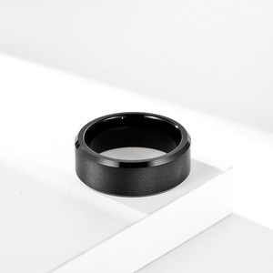 Black Matte Tungsten Steel <b>Ring</b> 6mm 8mm 10mm Double Beveled Geometric Wedding Jewelry Unisex - Product Image 2