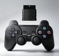 INNOASIA 2.4G Wireless PS2 Game Controller Plastik Transparan Motif Kepingan Salju 4-Tombol Getaran Ganda Kontrol Baterai Isi Ulang