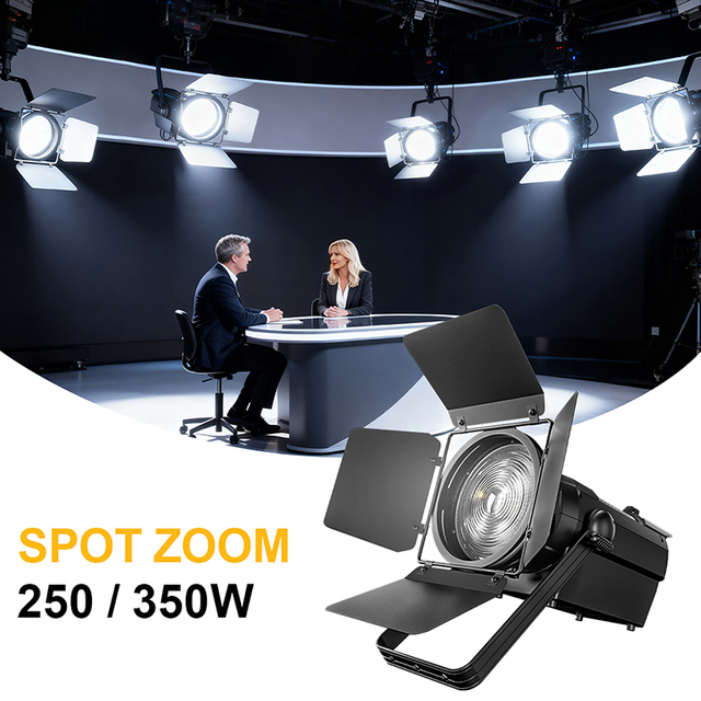 SHEHDS TV Studio Lighting Equipment 250W 350W 4In1 Fresnel Stage LED Lights Zoom RGBW Spotlights Theater