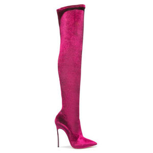 Women Stretch Soft Silk Satins High Heel Thigh High <b>Boots</b> Pull on Solid Over the Knee Winter Super Long <b>Boots</b> - Product Image 4