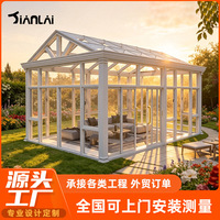 Véranda en aluminium et verre pour jardin de villa, avec double vitrage trempé