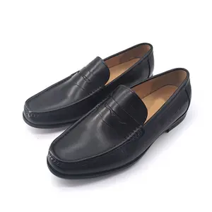 제조 슬립 우아한 웨딩 신발 남성 정품 가죽 블랙 원피스 신발 로퍼