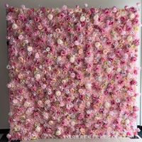 Mur de fleurs artificielles roses YM, panneau mural floral 3D en soie pour la décoration de mariage/fête/événement