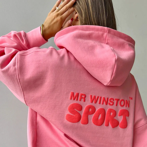 Fabricación de ropa personalizada Mujeres Baggy Heavyweight Sudaderas de gran tamaño 3D Puff Impresión Sudadera con capucha Unisex Streetwear Sudaderas con capucha - Product Image 6