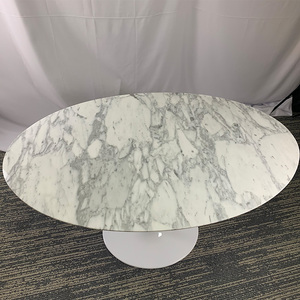 Đồ Nội Thất Gia Đình Tùy Chỉnh Bàn Ăn Hoa <span class=keywords><strong>Tulip</strong></span> Eero Saarinen Hình Bầu Dục Đá Cẩm Thạch Arabescato Màu Trắng Tự Nhiên Hiện Đại - Product Image 2