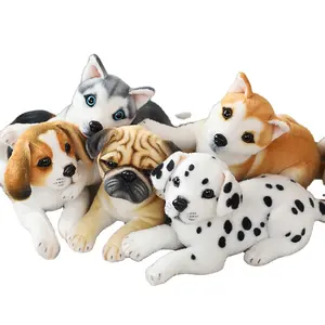 Hot Sale Simulation Plush Dog Stuffed Lifelike Husky Shiba Inu Dalmatian Pug Akita Spotty Dog Puppy Doll Birthday Gift
