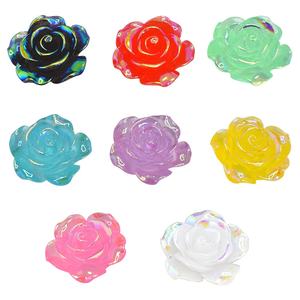 Cabochons plats en résine transparente AB en forme de fleurs de camélia et de roses pour bijoux faits main, coques de téléphone, épingles à cheveux et décorations capillaires - Product Image 6