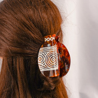 Pince à cheveux unisexe en acétate coloré en forme de poisson artistique 9x4.8cm, motif abstrait, luxe écaille de tortue pour mariage de filles