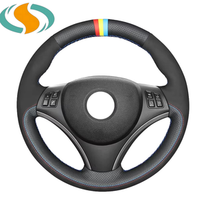 Pour <span class=keywords><strong>BMW</strong></span> Série 3 E81 E82 <span class=keywords><strong>E87</strong></span> E88 E90 E91 E92 E93 Housse de <span class=keywords><strong>volant</strong></span> sport en cuir à 3 branches 2005-2015 - Product Image 1