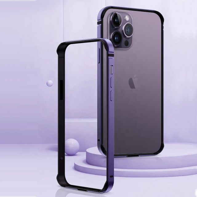 Bumper Case for iPhone 14 13 12 Mini 11 Pro Max XS Luxury Aluminum Metal Silicone Phone Frame Blue Black for iPhone 14 Pro MaX