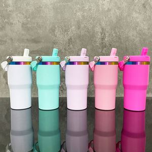 <b>Rainbow</b> Plated Underneath 20Oz Kids Tumbler With Flip <b>Top</b> Straw for Laser Engraving - Product Image 4