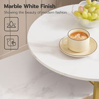 Vente en gros, table basse en marbre, table de centre en métal de salon avec dessus en marbre blanc, table d'appoint ronde en bois pour le salon