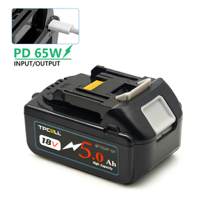 TPCELL PD65W 5/6AH <strong>Battery</strong> for <strong>Makita</strong> <strong>18V</strong> Power Tools Type-C Input/Output Li-ion Replacement for LXT BL1850 BL1840 - Product Image 1