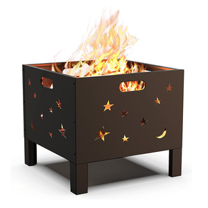 Brasero en métal robuste de style européen-américain avec support à bois intégré et table de repas pour fêtes en extérieur - Product Image 3