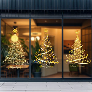 สติกเกอร์พีวีซีสีทองขนาดใหญ่สำหรับต้นคริสต์มาสการพิมพ์ดิจิตอลที่ทันสมัยสำหรับประตูกระจกอุปกรณ์ตกแต่งผนังงานปาร์ตี้เทศกาล - Product Image 1