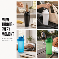 Bouteille shaker protéinée JUNVOY en gros, 400 ml, 600 ml, avec logo personnalisé, sans BPA, en plastique, pour la gym, avec boule mélangeuse