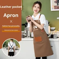 Tablier sans manches en toile réglable avec bretelles croisées, résistant à l'usure, à la saleté, à l'huile et à l'eau, avec poches, pour le travail dans les restaurants