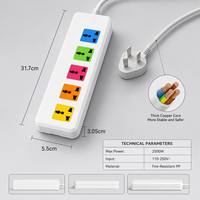 Regleta de Enchufes Universal de 5 Vías con Logotipo Personalizado al por Mayor, CE, Colorida, con Interruptores Individuales, 3 Puertos USB Tipo C PD de Carga Rápida