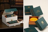 Boîte de gâteau de lune de dattes de bonbons en papier de luxe de festival exquis emballage cadeau sucré de qualité alimentaire avec poignée en ruban