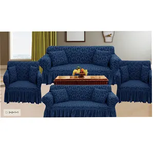 Bọc Ghế Sofa Vải Dệt Hoa Poly-Cotton Cao Cấp Co Giãn Thiết Kế Mới 2022 Kèm Váy Bọc Ghế Sofa Một Chỗ Ngồi