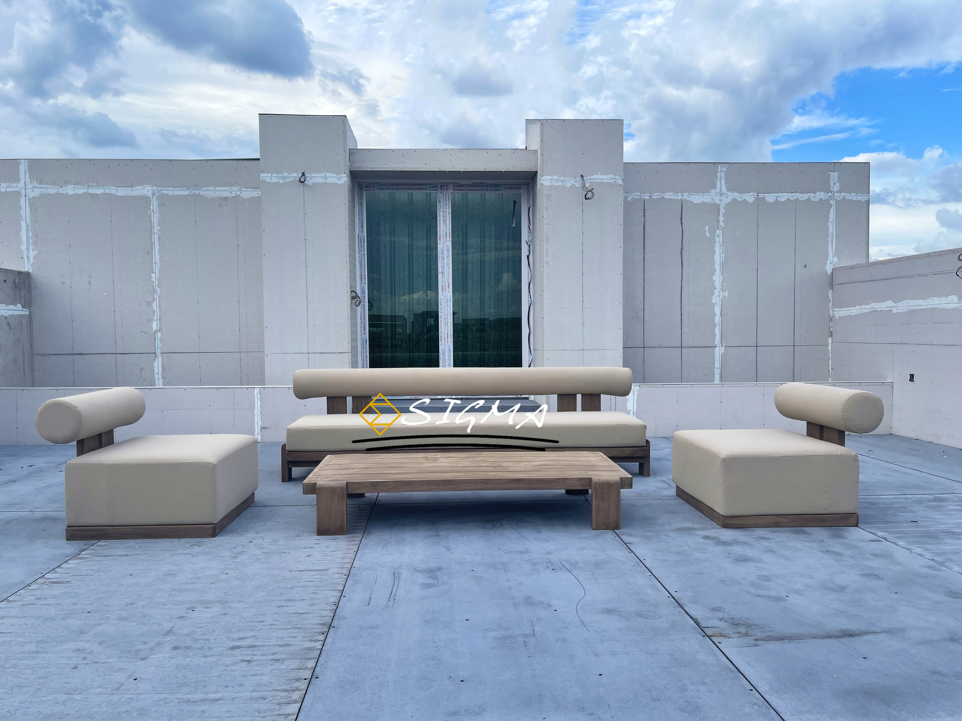 Outdoor Furniture Garden Sofa Modern Sofa  Patio Furniture Set Solid Teak  Wooden Frame Garden  Sofa Set