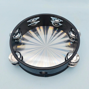 Wholesale Laser Tambourine Black Wooden Frame Double Row Metal Jingles Hand Frame <b>Drum</b> - Product Image 3