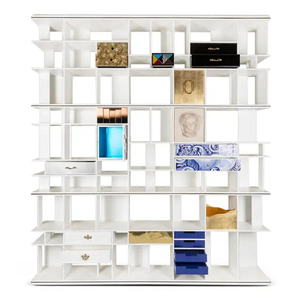 رف كتب إيطالي فاخر وعصري من الخشب الصلب قابل لتعديل الارتفاع وصديق للبيئة متعدد الأقسام للوضع على الأرض في غرفة المعيشة بالفيلا - Product Image 2