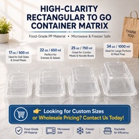 Boîtes à emporter jetables transparentes YANGRUI 1000 ml (34 oz) résistantes à la chaleur, contenants alimentaires en plastique PP avec couvercles