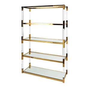 Estantería de Acrílico Verde y Acero Inoxidable Dorado de Fábrica Stari, Librería de Lucite - Product Image 2