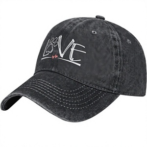 Cappellino da Baseball Unisex con Stampa Zampa d'Amore, Regolabile, in Cotone 100% Lavato Stile Vintage, a 6 Pannelli, per Mamma e Papà - Product Image 1