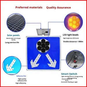 Señal <span class=keywords><strong>de</strong></span> Tráfico <span class=keywords><strong>de</strong></span> Advertencia para Carreteras con Luces LED Intermitentes, Alimentada por Energía Solar, Placa <span class=keywords><strong>de</strong></span> Aluminio, Personalizable, Grado Retroreflectante, Venta al Por Mayor del Fabricante - Product Image 1