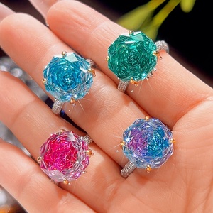 เครื่องประดับแฟชั่น แหวนทองแดงรักษ์โลก ประดับเพทายสีชมพูทรงโรสคัท 14*14 มม. ดีไซน์โดดเด่น ปรับขนาดได้ สำหรับผู้ชาย คุณภาพพรีเมียม เหมาะสำหรับใส่ทุกวัน - Product Image 5