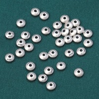 Perles d'espacement rondes en argent sterling S925 de couleur vintage, 2x4 mm, pour la fabrication de bracelets, colliers et boucles d'oreilles pour femmes et hommes