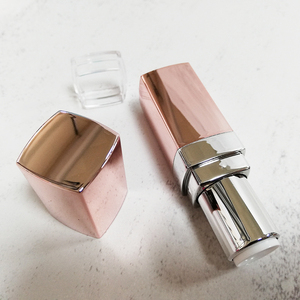 Empty Square <b>Lipstick</b> Tube Luxury Rose Gold Metallic Lip Balm Container ABS Lip Makeup Packaging Silk Screen Printed for <b>Custom</b> - Product Image 3