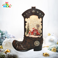 Globe à neige en plastique durable en forme de chaussures en cuir avec paysage de neige, maison de bonhomme de neige de Noël et camion