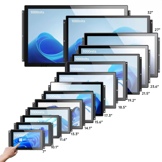 7 to 43 Inch Industrial Open Frame Touch Screen Monitor300- 1500 Nits High Brightness Capacitive Panel Sunlight Readable Display