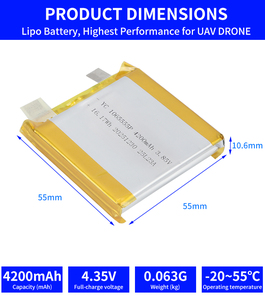 סיטונאי 1065555 סוללת ליפו נטענת 3.7v סוללת ליתיום פולימר 4200mah 1065555 סוללת ליתיום פולימר - Product Image 5