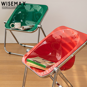 WISEMAX FURNITURE-Silla de ocio colorida transparente vintage, muebles de fiesta plegables, tienda de café, silla de comedor de plástico - Product Image 4