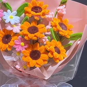 Juguetes de peluche creativos, ramos de tela, regalos de vacaciones, <span class=keywords><strong>girasoles</strong></span>, ramo de punto hecho a mano, juguete realista - Product Image 5