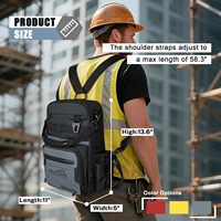 Sac à outils MELOTOUGH pour hommes, 30 poches multi-rangements, sac à dos avec bretelles double forme, gris