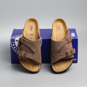 Sandales en liège style Zurich, mules Birkenstock en daim véritable pour hommes et femmes, commande en gros, chaussures plates confortables pour l'été - Product Image 4