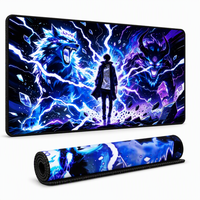 Tapis de souris de jeu étendu anti-rayures Anime Hunter Cartoon Purple Aura pour thème Power, grand tapis de bureau antidérapant en caoutchouc