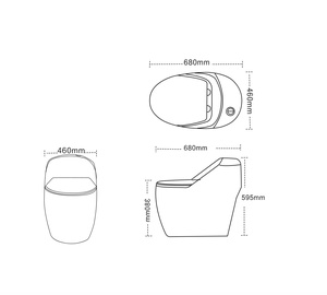 WC monobloc en céramique de haute qualité KD-25CTA, couleur gris, émaillé, à double chasse, forme <span class=keywords><strong>escargot</strong></span>, pour salle de bain occidentale - Product Image 3
