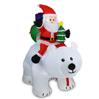 Ornements de Noël gonflables personnalisés pour l'extérieur, Père Noël sur un ours polaire avec lumières LED, décorations de Noël