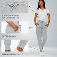 BottomLine Lot de 3 Pantalons de jogging pour femme, style vintage, taille mi-haute, coupe bootcut, en molleton tricoté uni, confortables, grandes tailles