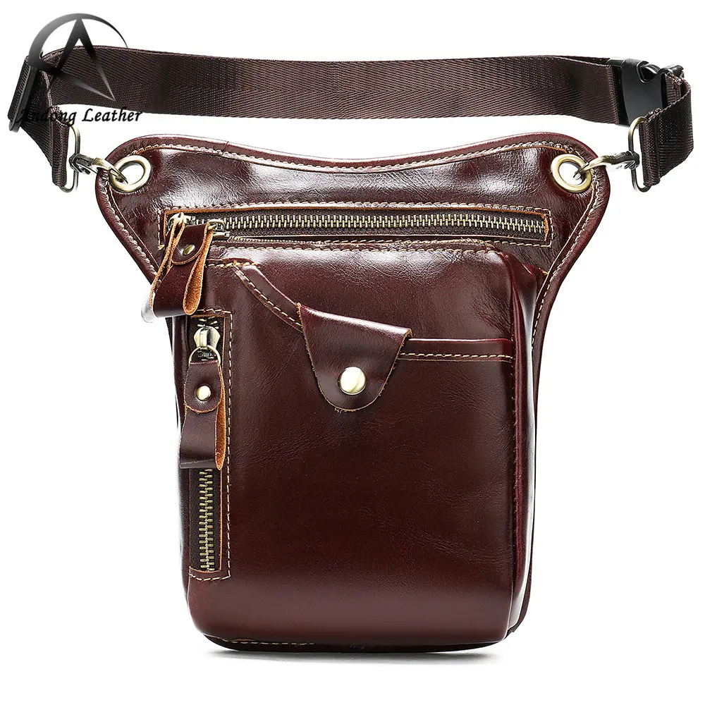 Andong Chest Bag Waist Pack for Men Genuine Cow Leather Outdoor Sports Retro Multifunction Fashion Cool Sling Shoulder Bags