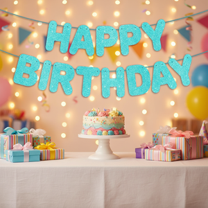 Pancarta de <span class=keywords><strong>Feliz</strong></span> Cumpleaños, Pancarta Brillante Color Turquesa, Decoraciones para Fiesta de Cumpleaños, Letrero de Fondo con Diseño Submarino, Decoraciones de Cumpleaños - Product Image 5