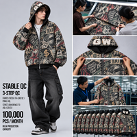 Fournisseur de sweats à capuche unisexes en coton, surdimensionnés, zippés, avec patchs lettres, cloutés, imprimés graphiques, style streetwear, pour la personnalisation OEM